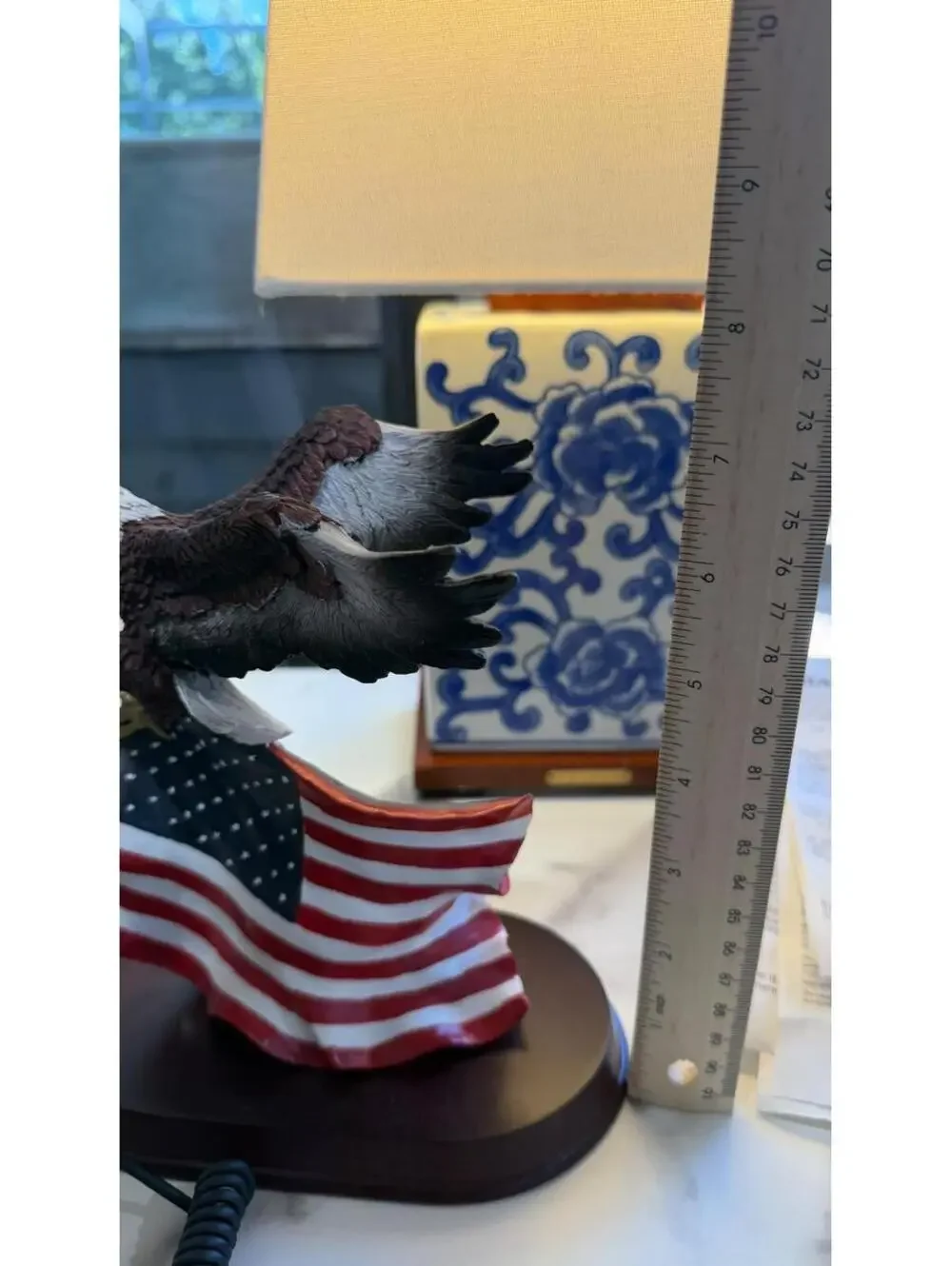 Patriotic Bald Eagle Soaring Above The Stars and Stripes c9